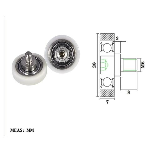 محمل بلاستيكي بوم ملولب خارجيًا BS60828-7C3L8M6 عجلة توجيه ملولبة من النايلون عالية المقاومة للاهتراء in Kuwait
