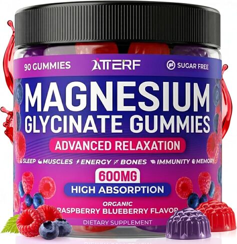 Magnesium Glycinate Gummies 600mg, [2-in-1 Dual Flavor Mix] - Sugar-Free, High Absorption Magnesium Supplement for Adults, Muscle Support and Relaxation, Vegan & Non-GMO in Saudi Arabia