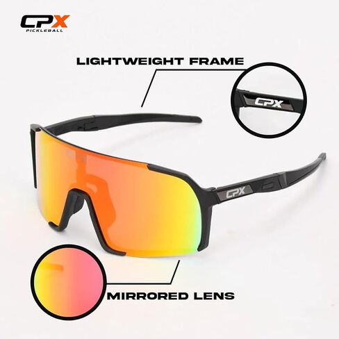 CPX Reflex Performance Pickleball Glasses – Interchangeable Lenses (Polarized & Clear) – Lightweight, Impact-Resistant Frame – UV Protection – Indoor & Outdoor Court Use – Includes Case & Accessories in Saudi Arabia