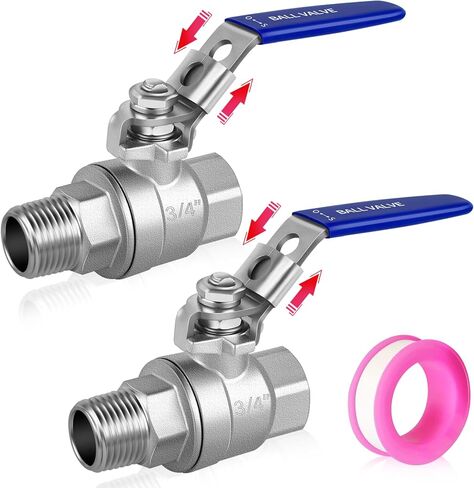 Boltigen 1 inch Full Bore Ball Valve with Locking Device & Long Handle, 2Pack Heavy Duty Stainless Steel Shut Off Valves with Female to Male NPT Thread Full Flow Port, 1000WOG Control Valve Fitting in Saudi Arabia
