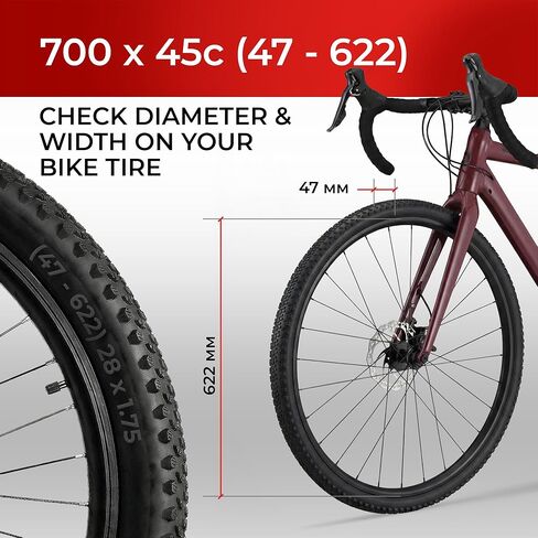 Fincci Milford Gravel 700x45c Bike Tire - Pair Lightweight Aramid 700c Tires 47-622 with 1mm Nylon Puncture Proof - Foldable 28 inch Bicycle Tyres for Gravel, Touring, Hybrid Bikes - 60 TPI in Saudi Arabia