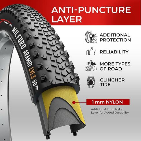 Fincci Milford Gravel 700x45c Bike Tire - Pair Lightweight Aramid 700c Tires 47-622 with 1mm Nylon Puncture Proof - Foldable 28 inch Bicycle Tyres for Gravel, Touring, Hybrid Bikes - 60 TPI in Saudi Arabia