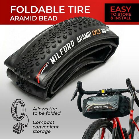 Fincci Milford Gravel 700x45c Bike Tire - Pair Lightweight Aramid 700c Tires 47-622 with 1mm Nylon Puncture Proof - Foldable 28 inch Bicycle Tyres for Gravel, Touring, Hybrid Bikes - 60 TPI in Saudi Arabia
