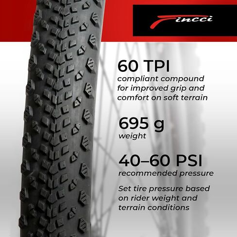 Fincci Milford Gravel 700x45c Bike Tire - Pair Lightweight Aramid 700c Tires 47-622 with 1mm Nylon Puncture Proof - Foldable 28 inch Bicycle Tyres for Gravel, Touring, Hybrid Bikes - 60 TPI in Saudi Arabia