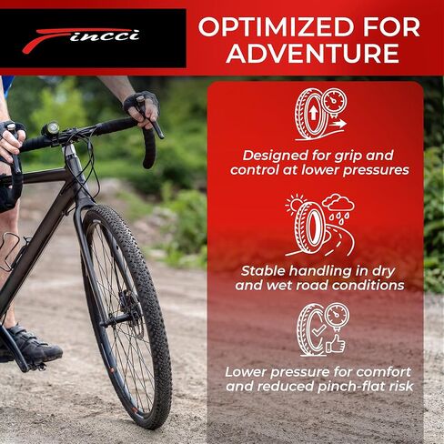 Fincci Milford Gravel 700x45c Bike Tire - Pair Lightweight Aramid 700c Tires 47-622 with 1mm Nylon Puncture Proof - Foldable 28 inch Bicycle Tyres for Gravel, Touring, Hybrid Bikes - 60 TPI in Saudi Arabia