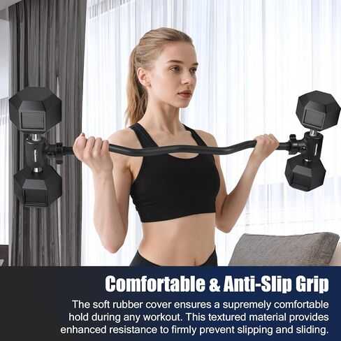 Dumbbell to Barbell Converter Bar, EZ Curl Barbell Adapter with 200LB Capacity, Adjustable Weight Bar for Home Fitness, Fits Standard 1-1.5 Inch Dumbbell Handles for Weight Lifting in Saudi Arabia
