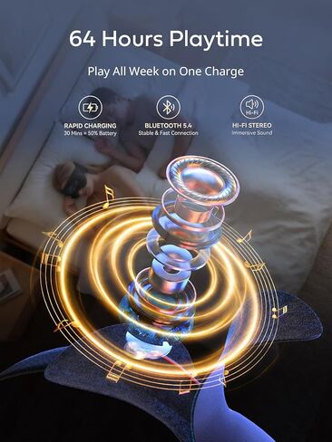 Sleep Headphones for Side Sleepers, Ultra-Thin Adjustable Stereo Speakers, Sleep Mask with Bluetooth 5.4, 64H Playtime, for Sleeping, Travel & Meditation, Unique Gifts for Men Women in Saudi Arabia