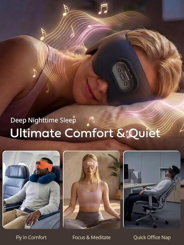 Sleep Headphones for Side Sleepers, Ultra-Thin Adjustable Stereo Speakers, Sleep Mask with Bluetooth 5.4, 64H Playtime, for Sleeping, Travel & Meditation, Unique Gifts for Men Women in Saudi Arabia
