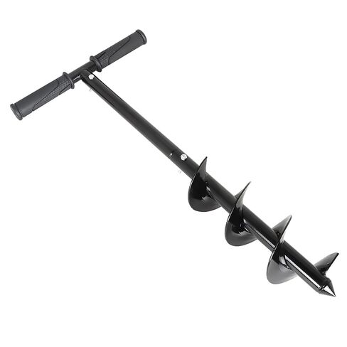 kimllier Hand Operated T Shaped Auger Spiral Drill Bit 4 x 24 Inch Hand Auger Post Hole Digger Black Fit for Planting in Saudi Arabia