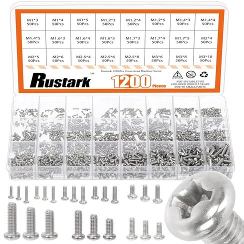 1200Pcs 24 Sizes Black Phillips Pan Head Machine Screws Assortment Kit Carbon Steel Small Screws Fully Threaded Screw Bolts Metric Screws Hardware for Electronic Equipment Repair in Saudi Arabia