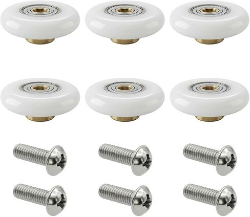 بكرات باب دش من الفولاذ المقاوم للصدأ 19 مم 304، جزء استبدال عجلة الباب المنزلق، عجلات مسار انزلاق الحمام، 6 قطع in Kuwait