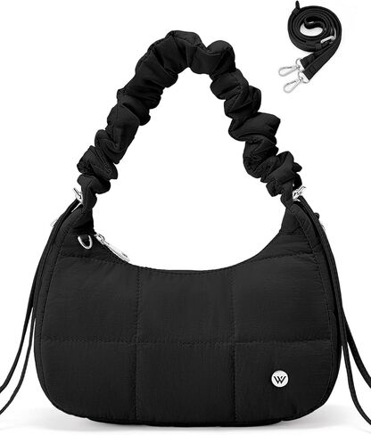 WESTBRONCO Small Puffer Shoulder Bag, Quilted Crescent Crossbody Bags for Women Nylon Daily Purse, Womens Puffy Handbags in Saudi Arabia