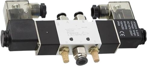 1PCS air pneumatic solenoid valve 5-way 2-position 1/4" aluminum alloy inner DC12V DC24V AC110V AC220V(4V320-10 DC12V,W 8mm fittings) in Kuwait