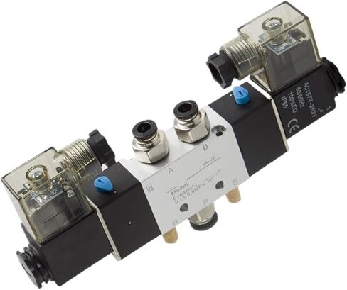 1 قطعة صمام الملف اللولبي هوائي 5-way 2-position 1/4 "سبائك الألومنيوم الداخلية DC12V DC24V AC110V AC220V (4V320-10 DC12V ، W 8 مللي متر تركيبات) in Kuwait