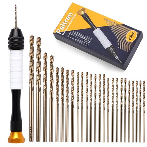 Pin Vise Hand Drill Set with 25 Micro Drill Bits (0.6-2.5mm), Precision Hobby Drill for Miniatures, Model Making, Jewelry Repair, Polymer Clay and Resin in Saudi Arabia