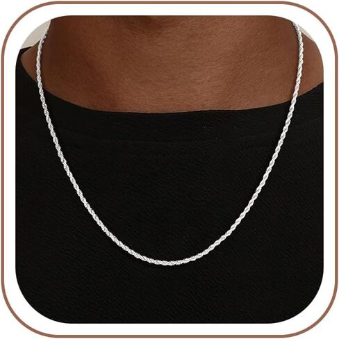 S925 Sterling Silver Chain for Men, 3mm/4mm Rope Chain Necklace for Women Men Jewelry Silver Necklace Chains 16 18 20 22 24 Inch in Saudi Arabia