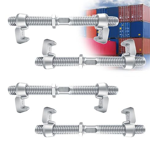 مشبك تركيبات جسر حاويات الشحن SEA RAIL 380 مم - موصلات قفل ملتوية شديدة التحمل، ملحقات حاويات الشحن لتأمين الحاويات جنبًا إلى جنب، فولاذ مصبوب مجلفن (4P) in Kuwait