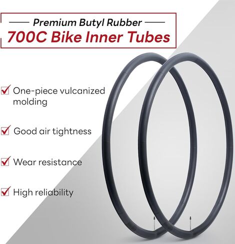 أنابيب الدراجة 700x35C/36C/38C/40C/42C/43C FV60mm، أنابيب داخلية بديلة للدراجة 700C (قطعتان) أنابيب داخلية موثوقة 700 x 35C-43C صمام بريستا لسيناريوهات ركوب الدراجات في المدينة/الطرق/الحصى in Saudi Arabia