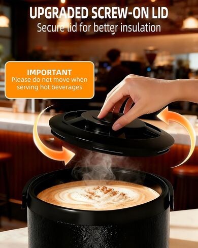 Insulated Beverage Dispenser - Thermal Hot and Cold Tea Dispenser -12L/3.2Gal Stainless Steel with Spigot for Tea, Coffee, Milk, Water & Juice (Black) 2 Pack in Saudi Arabia