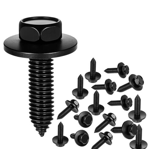 100 Pcs 0.24"- 0.87" Indented Hex Head Body Bolts, Metal Fasteners Automotive Body Screws for Trucks Fender Bolt for Car, Black Finish Hex Head Sems Bodys Bolts Screw in Saudi Arabia