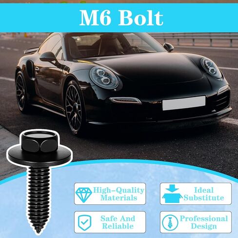 100 Pcs 0.24"- 0.87" Indented Hex Head Body Bolts, Metal Fasteners Automotive Body Screws for Trucks Fender Bolt for Car, Black Finish Hex Head Sems Bodys Bolts Screw in Saudi Arabia