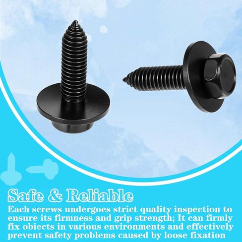 100 Pcs 0.24"- 0.87" Indented Hex Head Body Bolts, Metal Fasteners Automotive Body Screws for Trucks Fender Bolt for Car, Black Finish Hex Head Sems Bodys Bolts Screw in Saudi Arabia