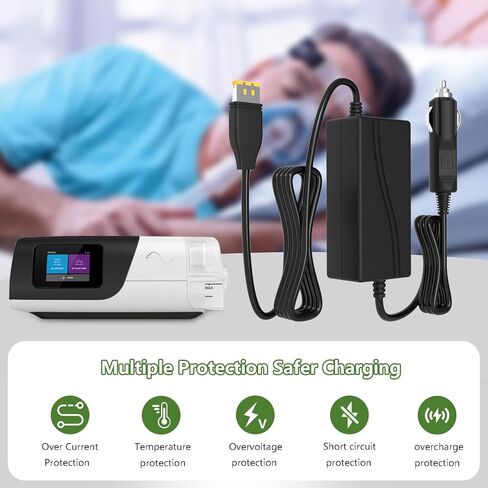 محول شاحن سيارة 12 فولت - 24 فولت تيار مستمر لأجهزة ResMed AirSense 11 لوازم CPAP، سلك محول طاقة بديل لـ AirSense 11 AutoSet/Elite، AirMini & Air11 39205 E1399، مصدر طاقة السيارة 65 وات CPAP in Kuwait