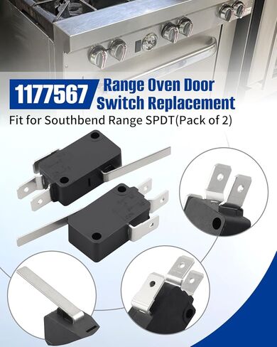 1177567 مفتاح باب الفرن مناسب لـ Southbend، SPDT Microswitch 16A 250V مع علامات تبويب 1/4 بوصة، مناسب لسلسلة فرن Southbend 300 400 B EB SLES SLG STR (حزمة من 2) in Saudi Arabia