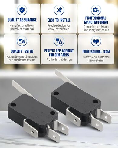 1177567 مفتاح باب الفرن مناسب لـ Southbend، SPDT Microswitch 16A 250V مع علامات تبويب 1/4 بوصة، مناسب لسلسلة فرن Southbend 300 400 B EB SLES SLG STR (حزمة من 2) in Saudi Arabia