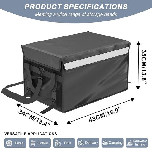 Kaitiemoo 48L Insulated Food Delivery Bag, Thermal Hot Cold Bag with Waterproof Easy-Clean Liner, Foldable Design for Meal Delivery, Groceries, Picnic, Camping in Saudi Arabia