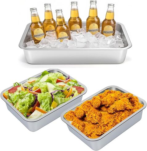 2 عبوة من أحواض الحافلات التجارية المصنوعة من الفولاذ المقاوم للصدأ، حوض تحضير اللحوم للشواء المعدني العميق مقاس 4 بوصات، حوض خدمة الطعام، أحواض أطباق المطاعم، حوض أدوات المطبخ لتقديم الطعام، والتتبيل، وغسل الأطباق (13 لتر) in Kuwait