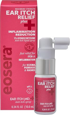 eosera Ear Itch MD + Plus بخاخ هيدروكورتيزون الأذن المضاد للحكة - 1% هيدروكورتيزون لحكة الأذنين والالتهابات والأكزيما والصدفية وتخفيف التهاب الجلد in Kuwait