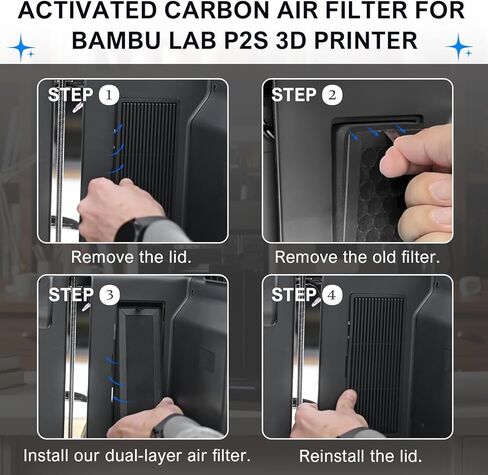 قطعتان من فلتر هواء الكربون المنشط لطابعة Bambu Lab P2S ثلاثية الأبعاد، فلتر هواء مزدوج الطبقة (HEPA 13 + الكربون المنشط) للمركبات العضوية المتطايرة والروائح وPM2.5 والجسيمات متناهية الصغر in Saudi Arabia