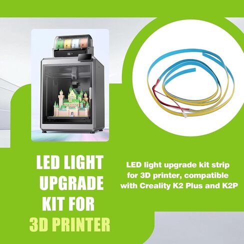 طقم شريط إضاءة LED مكون من قطعتين متوافق مع Creality K2 Plus، ترقية شريط إضاءة LED للطابعة ثلاثية الأبعاد 480LED COB 6000K، إضاءة ذاتية اللصق لـ K2 Plus in Kuwait