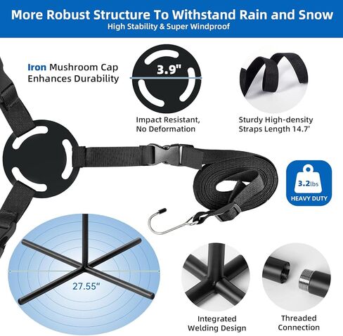 Boat Cover Support Poles System Heavy Duty 2 Pcs, 25"to 62" Sectional Adjustable Steel Boat Tarp Support Poles with Cross Base & Webbing Strap for Jon, V-Hull, & Pontoon Boats in Kuwait