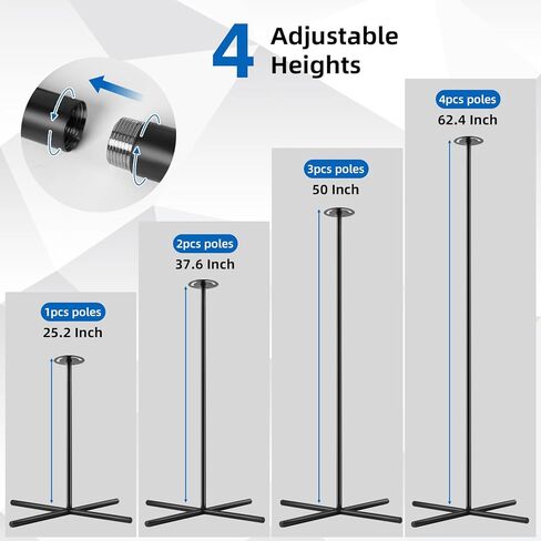 Boat Cover Support Poles System Heavy Duty 2 Pcs, 25"to 62" Sectional Adjustable Steel Boat Tarp Support Poles with Cross Base & Webbing Strap for Jon, V-Hull, & Pontoon Boats in Kuwait