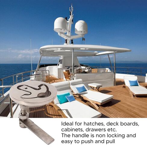 Fockety Boat Cam Latch, 316 Stainless Steel Marine Hatch Pull, Large Ring with Non Lock Handle, Ideal for Boats and Yachts,Simple Installation,Smooth and Durable,Suitable for Yachts and in Saudi Arabia
