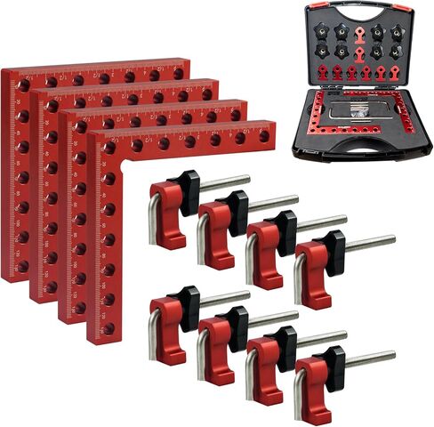 90 Degree Positioning Squares Right Angle Clamps 5.5" x 5.5",Aluminum Alloy Woodworking Carpenter L-Type Corner Clamping Tool for Picture Frames, Boxes, Cabinets or Drawers (4) in Saudi Arabia