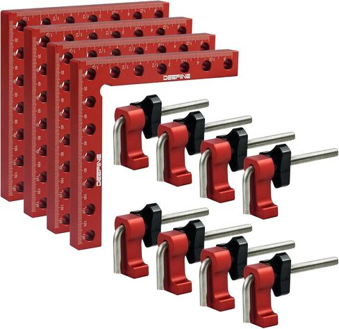 90 Degree Positioning Squares Right Angle Clamps 5.5" x 5.5",Aluminum Alloy Woodworking Carpenter L-Type Corner Clamping Tool for Picture Frames, Boxes, Cabinets or Drawers (4) in Saudi Arabia