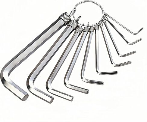 مجموعة مفاتيح سداسية مترية مكونة من 10 قطع - فولاذ Cr-V بدرجة احترافية، مقاوم للصدأ، تصميم حلقة مفاتيح | يناسب الدراجة والأثاث وإصلاح السيارات | 1.5-10 ملم (1.5،2،2.5،3،3.5،4،5،6،8،10 ملم) in Kuwait