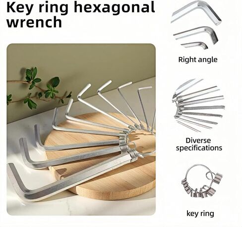 مجموعة مفاتيح سداسية مترية مكونة من 10 قطع - فولاذ Cr-V بدرجة احترافية، مقاوم للصدأ، تصميم حلقة مفاتيح | يناسب الدراجة والأثاث وإصلاح السيارات | 1.5-10 ملم (1.5،2،2.5،3،3.5،4،5،6،8،10 ملم) in Kuwait