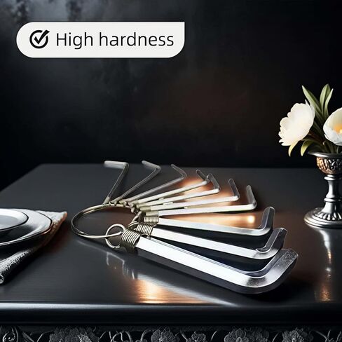 مجموعة مفاتيح سداسية مترية مكونة من 10 قطع - فولاذ Cr-V بدرجة احترافية، مقاوم للصدأ، تصميم حلقة مفاتيح | يناسب الدراجة والأثاث وإصلاح السيارات | 1.5-10 ملم (1.5،2،2.5،3،3.5،4،5،6،8،10 ملم) in Kuwait