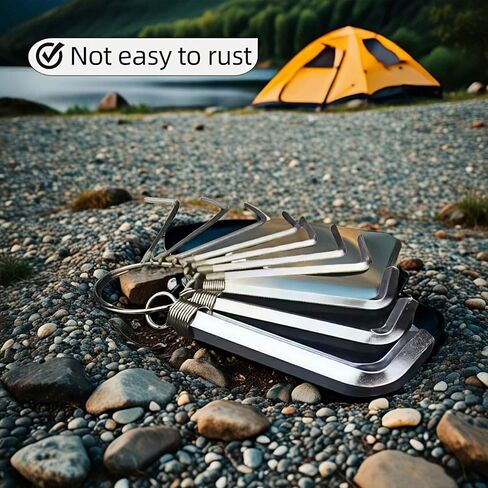 مجموعة مفاتيح سداسية مترية مكونة من 10 قطع - فولاذ Cr-V بدرجة احترافية، مقاوم للصدأ، تصميم حلقة مفاتيح | يناسب الدراجة والأثاث وإصلاح السيارات | 1.5-10 ملم (1.5،2،2.5،3،3.5،4،5،6،8،10 ملم) in Kuwait