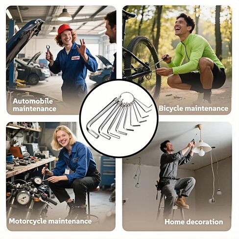 مجموعة مفاتيح سداسية مترية مكونة من 10 قطع - فولاذ Cr-V بدرجة احترافية، مقاوم للصدأ، تصميم حلقة مفاتيح | يناسب الدراجة والأثاث وإصلاح السيارات | 1.5-10 ملم (1.5،2،2.5،3،3.5،4،5،6،8،10 ملم) in Kuwait