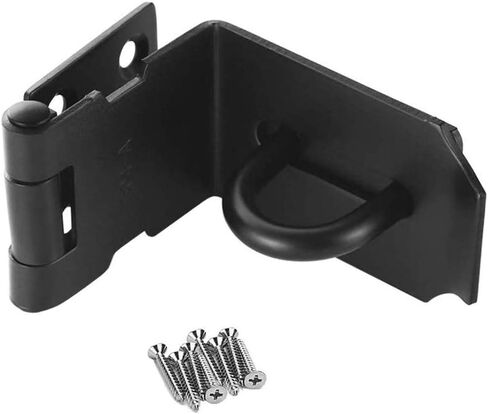 مزلاج قفل بزاوية قائمة من الفولاذ المقاوم للصدأ بزاوية 90 درجة - مشبك باب أمان للدفع/الانزلاق/باب الحظيرة، بسمك 2 مم، لمسة نهائية سوداء غير لامعة in Kuwait