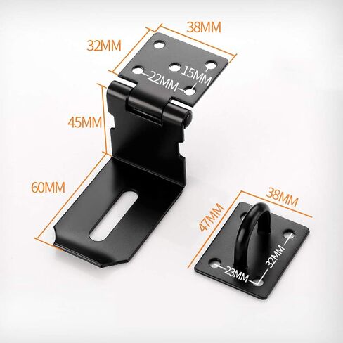 مزلاج قفل بزاوية قائمة من الفولاذ المقاوم للصدأ بزاوية 90 درجة - مشبك باب أمان للدفع/الانزلاق/باب الحظيرة، بسمك 2 مم، لمسة نهائية سوداء غير لامعة in Kuwait