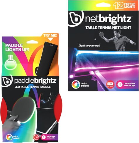 حزمة لعبة Brightz LED Ping Pong - تتضمن مجداف Ping Pong المضيء من PaddleBrightz وشبكة ضوء Ping Pong LED من NetBrightz للعب المثير والملون - مثالية ليالي الألعاب والحفلات والمرح in Kuwait