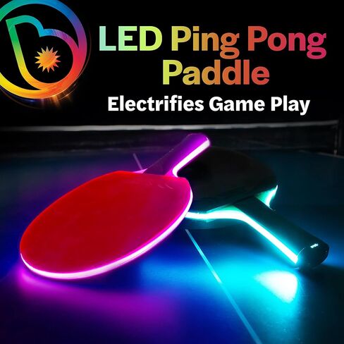 حزمة لعبة Brightz LED Ping Pong - تتضمن مجداف Ping Pong المضيء من PaddleBrightz وشبكة ضوء Ping Pong LED من NetBrightz للعب المثير والملون - مثالية ليالي الألعاب والحفلات والمرح in Kuwait