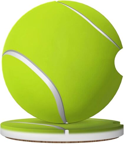Tennis Ball Green Sport Lover Car Coasters for Cup Holder, 2 Pack Absorbent Ceramic Car Coaster with Finger Notch & Cork Base in Saudi Arabia