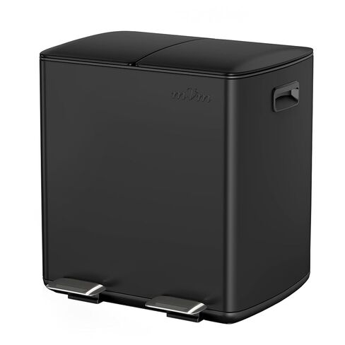 mVm Kitchen Trash Can,2x5.3Gallon(2x20L) Double Trash cans and Recycle Bin Combo with Lid and Anti-Fingerprint,Foot-Pedal,Soft-Close.Stainless Steel Garbage Can for Kitchen,Living Room(Matte Black) in Saudi Arabia